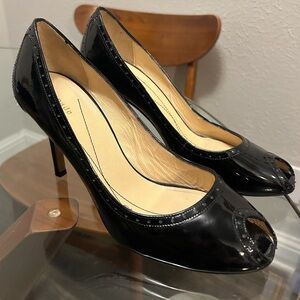 Kate Spade Giselle Oxford Patent Leather Peep Toe Heels Sz 8